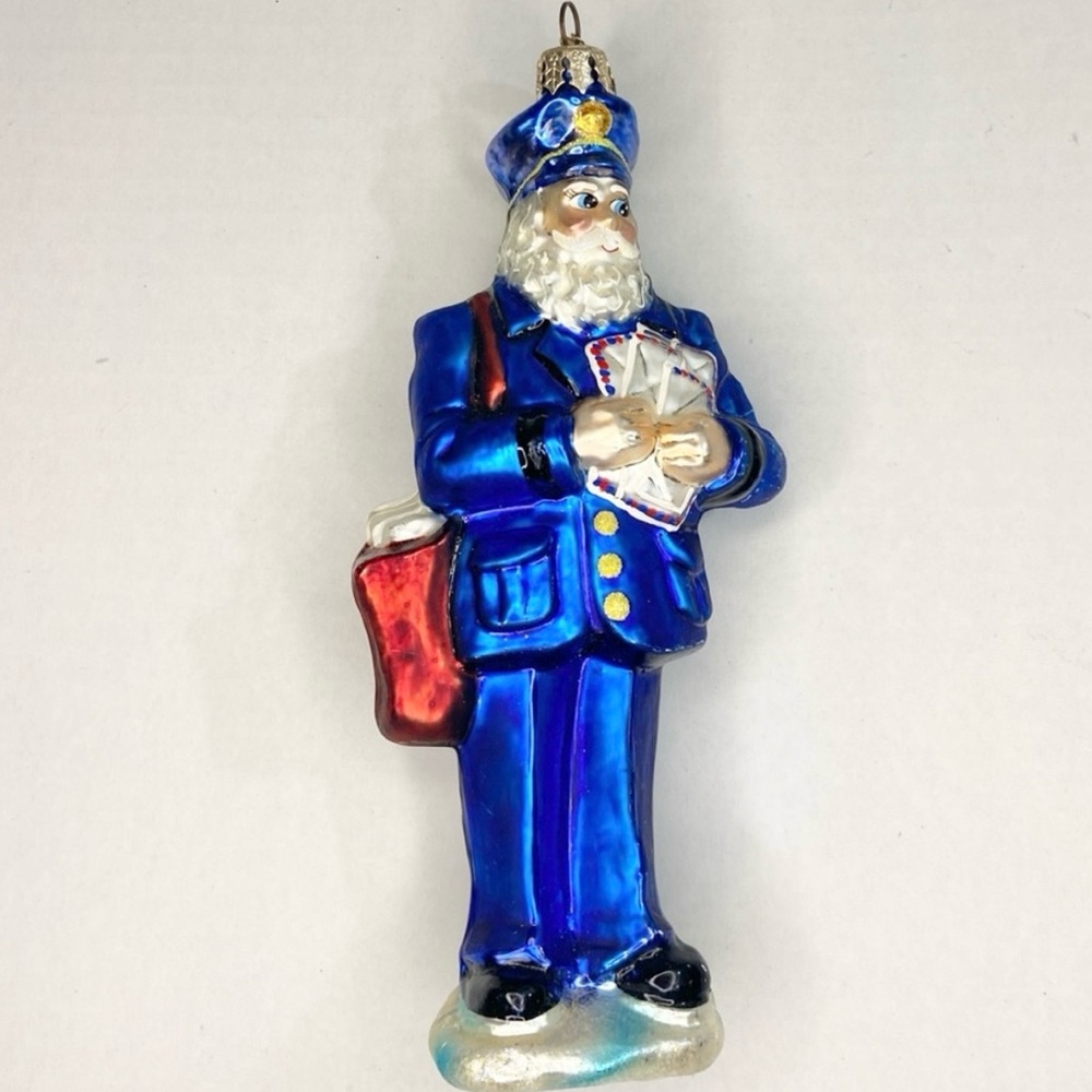 Christopher Radko RAIN OR SHINE Glass Mail Man Postman Christmas Ornament